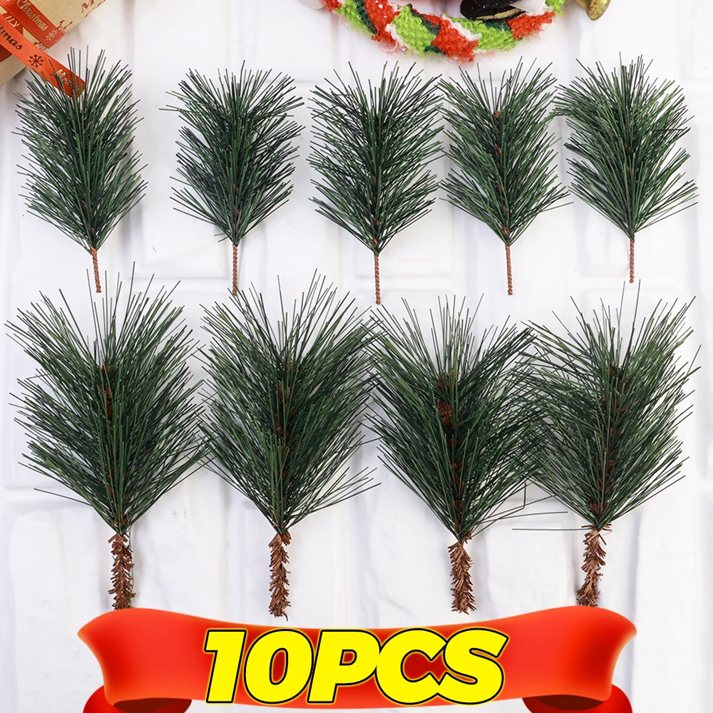 

10pcs Christmas Artificial Pine Needles Fake Pine Branches DIY Garland Green Leaves Flower Home Xmas Party Decoration Plants