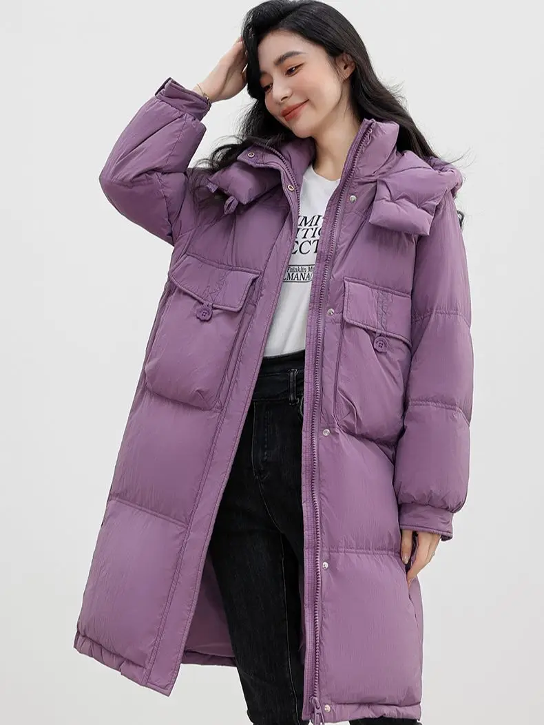 2023 Winter Warm down jacket for Women mid length Puffer Coat Fashion loose female Down Parka trend Y4297