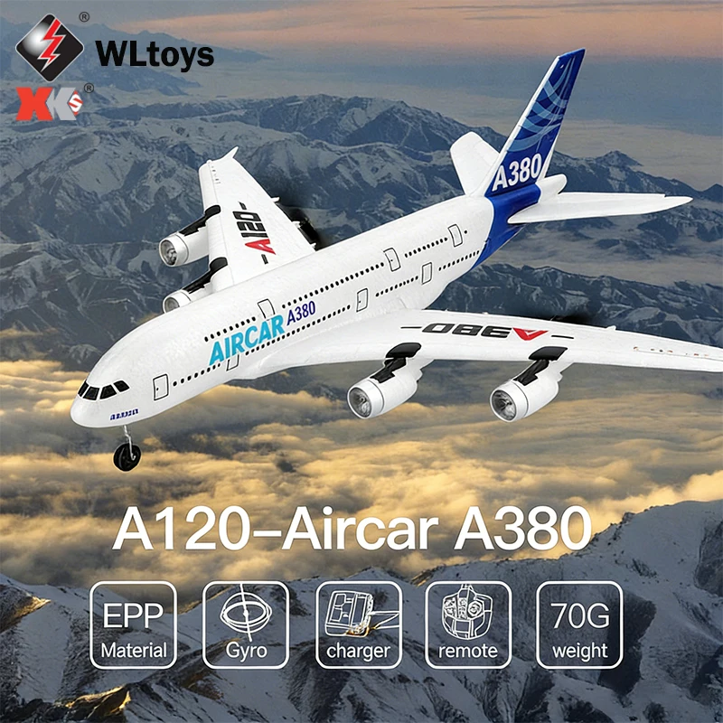 

Радиоуправляемый самолет Wltoys XK A380-A120 3CH с ночной LED-подсветкой, 2.4G, с фиксированным крылом, планер Airbus A380 RTF для детей и взрослых, подарок