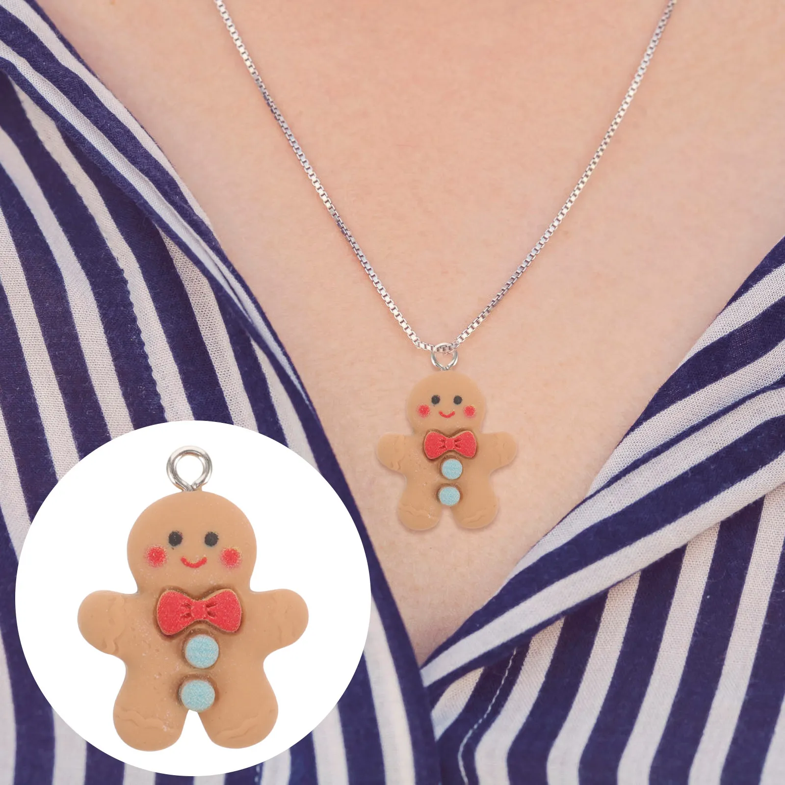 10Pcs Gingerbread Man Pendants Mini Charms DIY Jewelry Accessories for Earrings Bracelets Necklaces Festival Craft Supplies