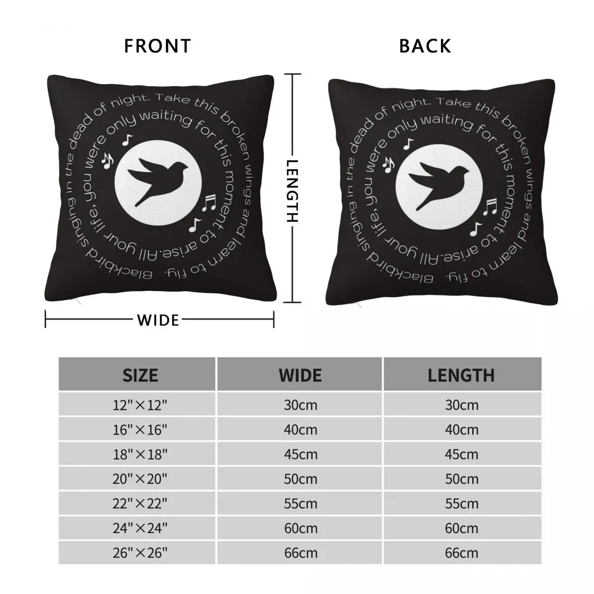 Blackbird Singing In Dead Of Night Square Pillowcase Polyester Linen Velvet Printed Throw Pillow Case Sofa Seater Cushion 18