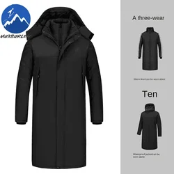 Parka coupe-vent à capuche longue pour homme, veste rembourrée chaude, nouvelle optique imperméable, parka de luxe, 3 1 en 1, ensemble 2 pièces parfait, hiver