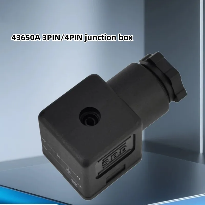 Electromagnetic Valve Hydraulic Coil Plug, DIN 43650A, PA66 Nylon Plastic, Four-Way Terminal Block Housing 3PIN/4PIN 43650B