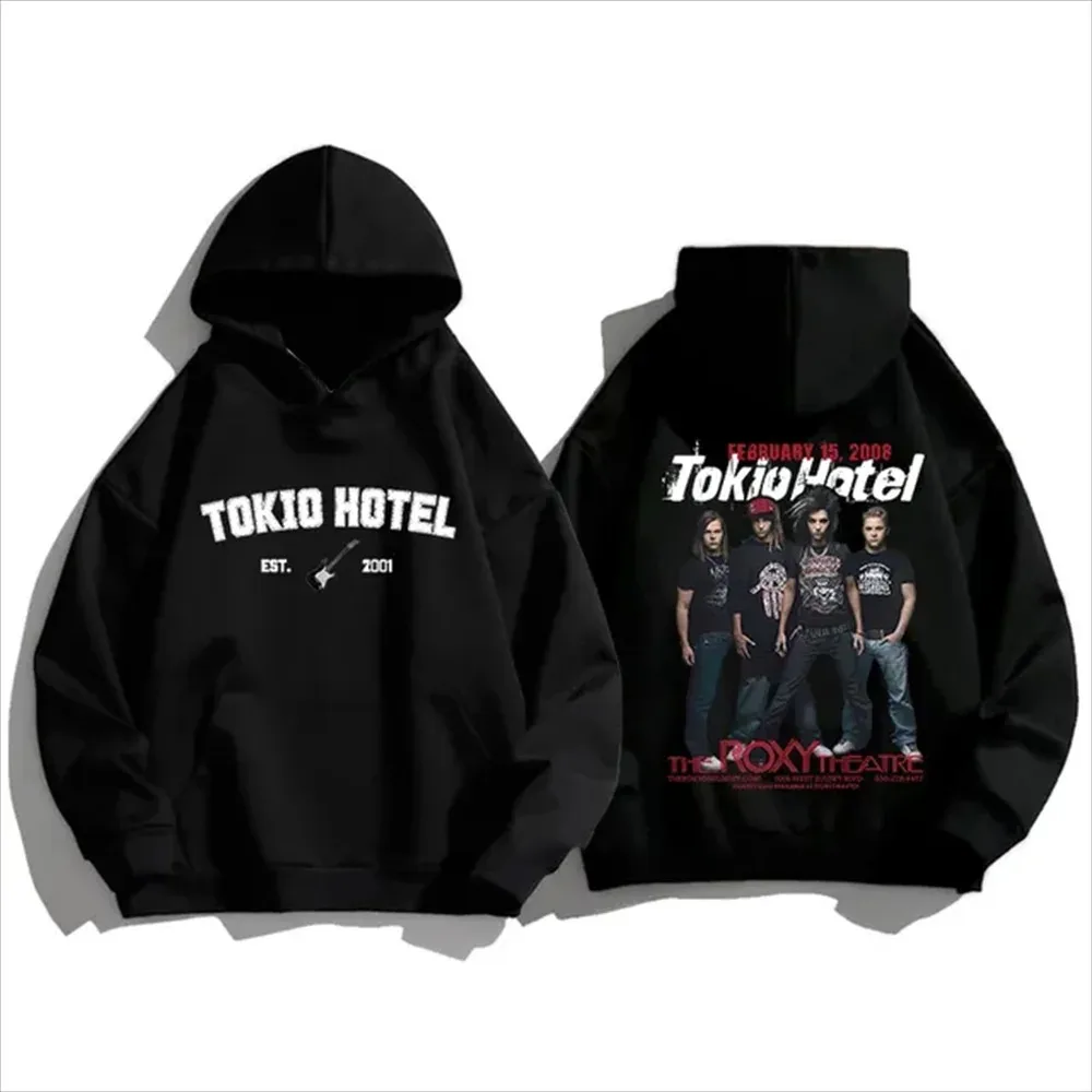 Tokio Hotel Unisex Teen Boy Girl Hoodie Kaulitz Fashion Fleece Luxury Hooded Sweatshirt Plain Autumn Print Men Women Pullover