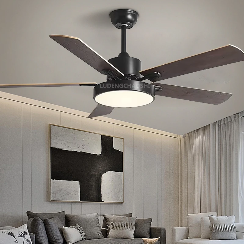 52 Inch Ceiling Fan with Lights, Remote Control, Living Room, Dining Room, Bedroom, Silent, Reversible DC, Indoor Lighting Fan