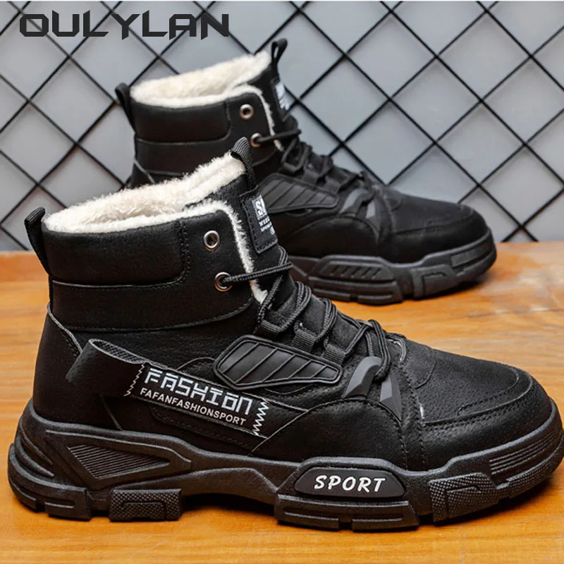 

NEW 2024 Winter Martin Boots Men's Plush Cotton Warmth Shoes High Top British Style Work Boots Sports Snow Leather Shoes