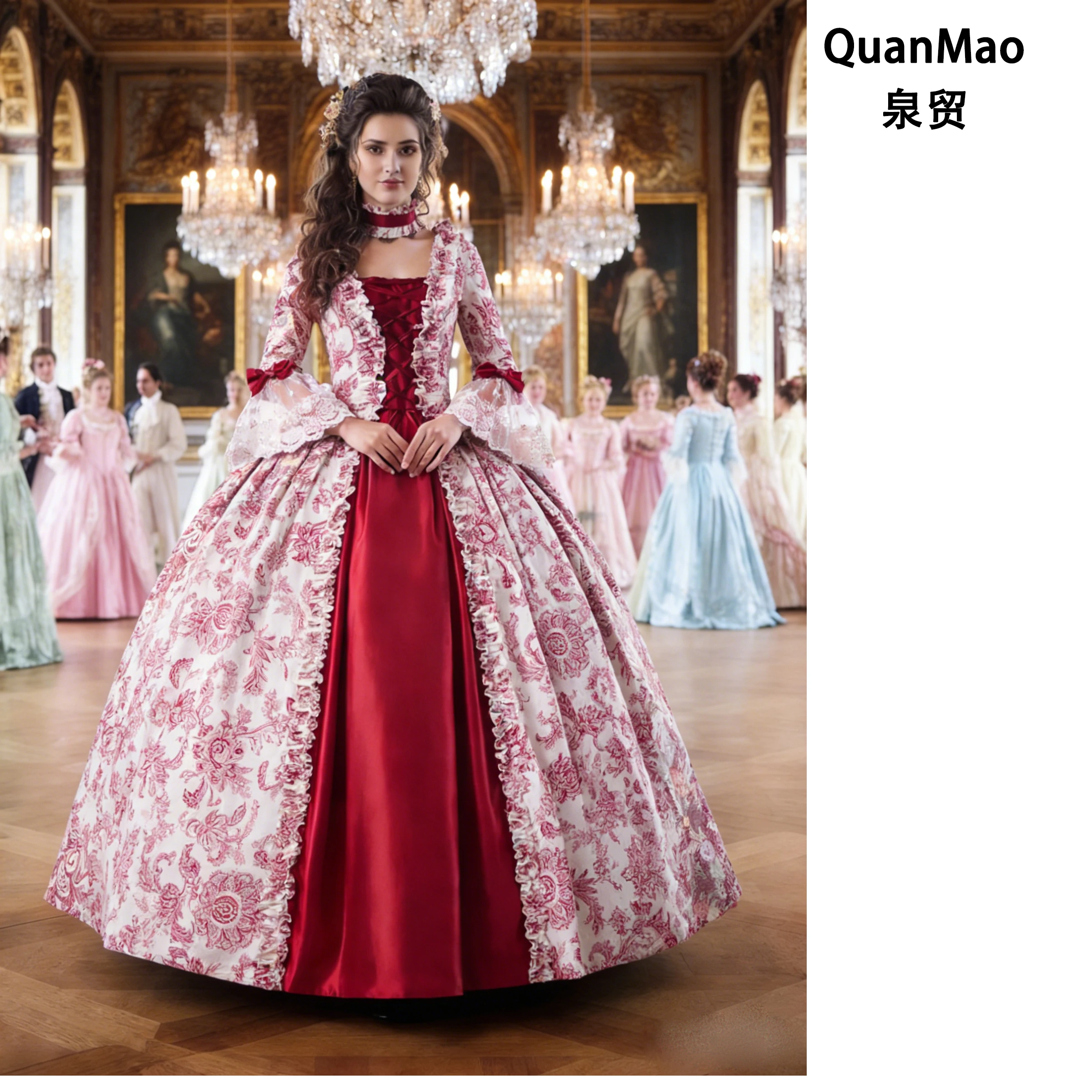 QuanMao Georgian Marie Antoinette Ball Gown Adult Victorian Party Dress for Women