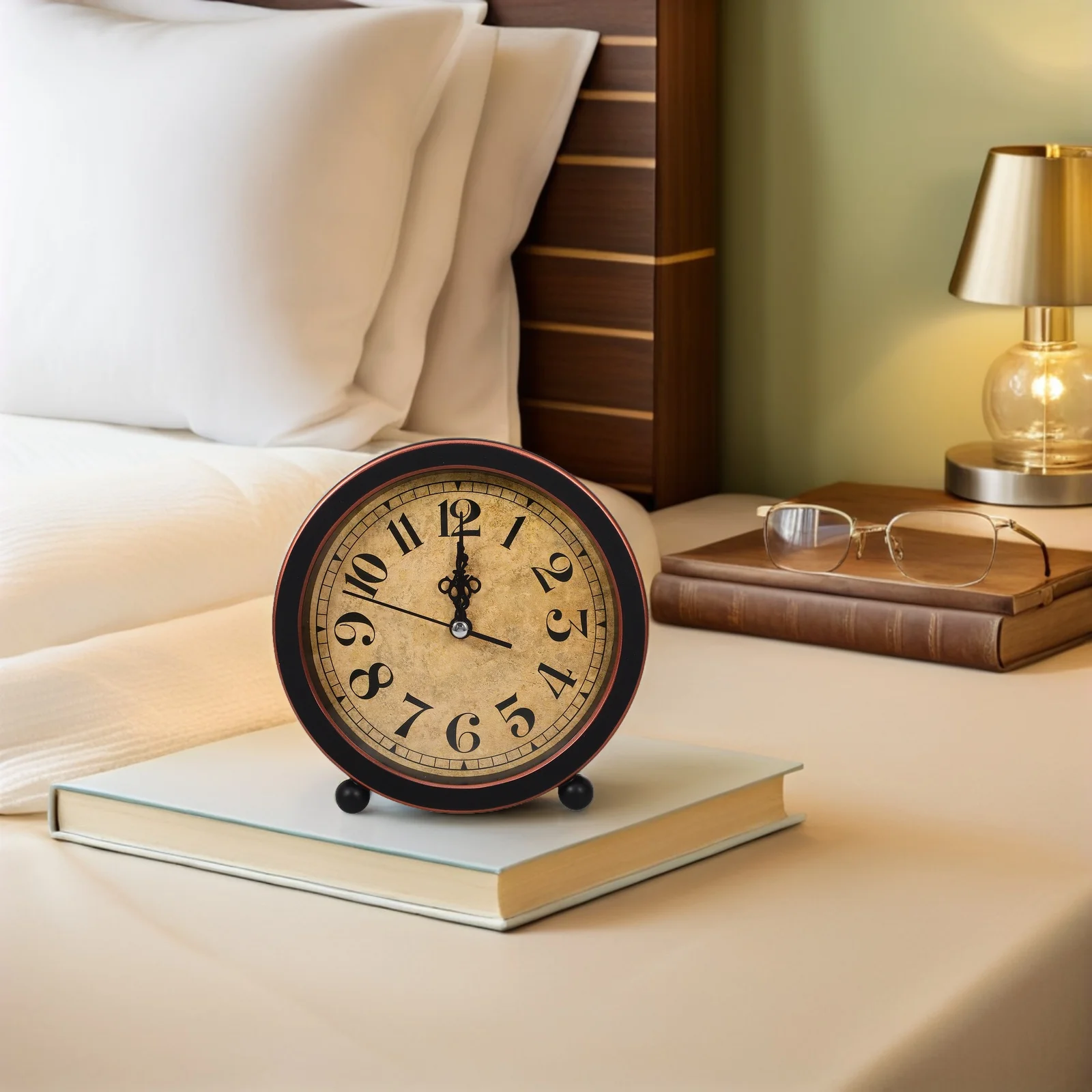 

Vintage Desk Clock Black Non Ticking Silent Small Bedside Table Decorative Quartz Bedroom Living Room Desk Clock Vintage