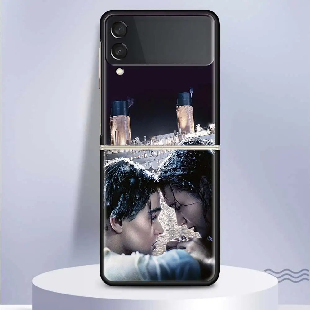 Titanic filme rosa jack coque caso do telefone para samsung galaxy z flip 4 3 5g preto capa dura zflip 3 4 luxo à prova de choque para carros fu