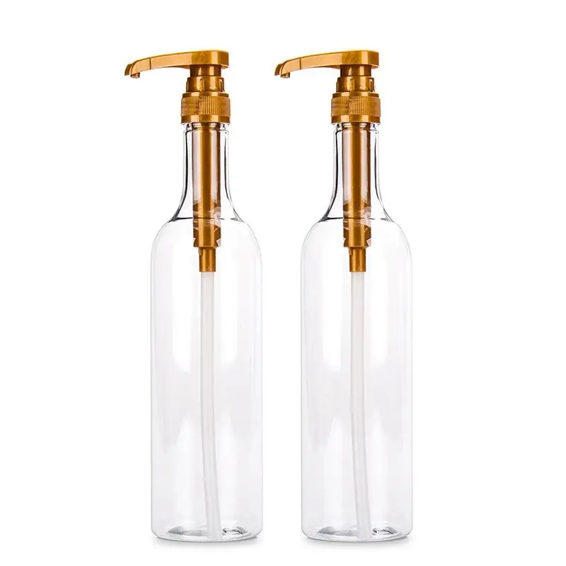 1Pcs Squeeze Milk Bottle Honey Jar Container 750ml Transparent Coffee Syrup Bee Drip Storage Dispenser Pump Bottle