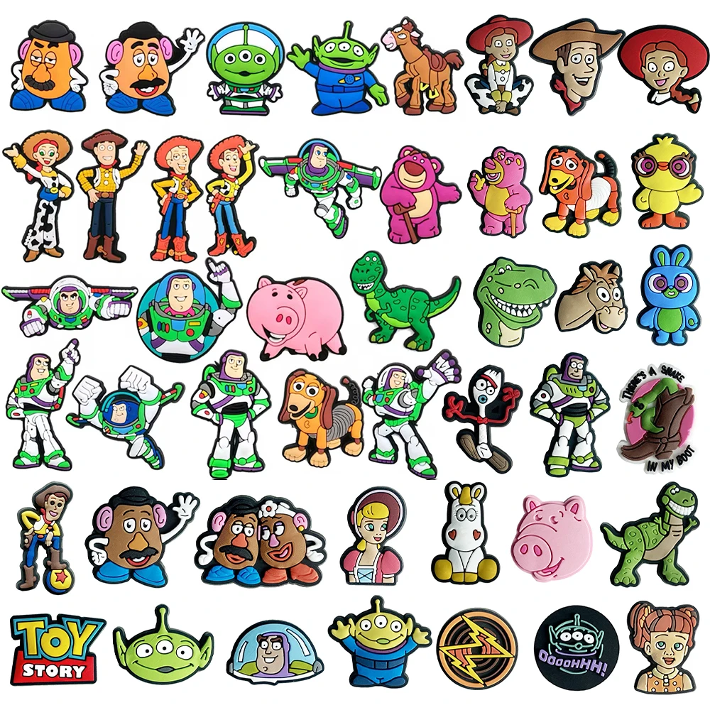 20-46Pcs Toy Story Shoe Charms Set Cartoon Clogs Sandals Decoration Shoe Accessories Buckle for Friends Party Gift