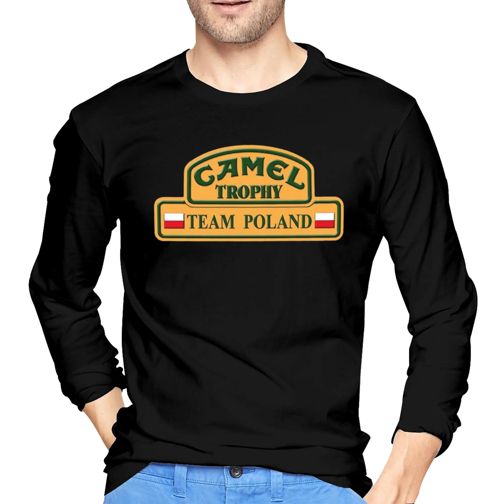 

Camel Trophy Men's Long Sleeved T-shirt Casual Round Neck T shirts Spring and Autumn Men tops