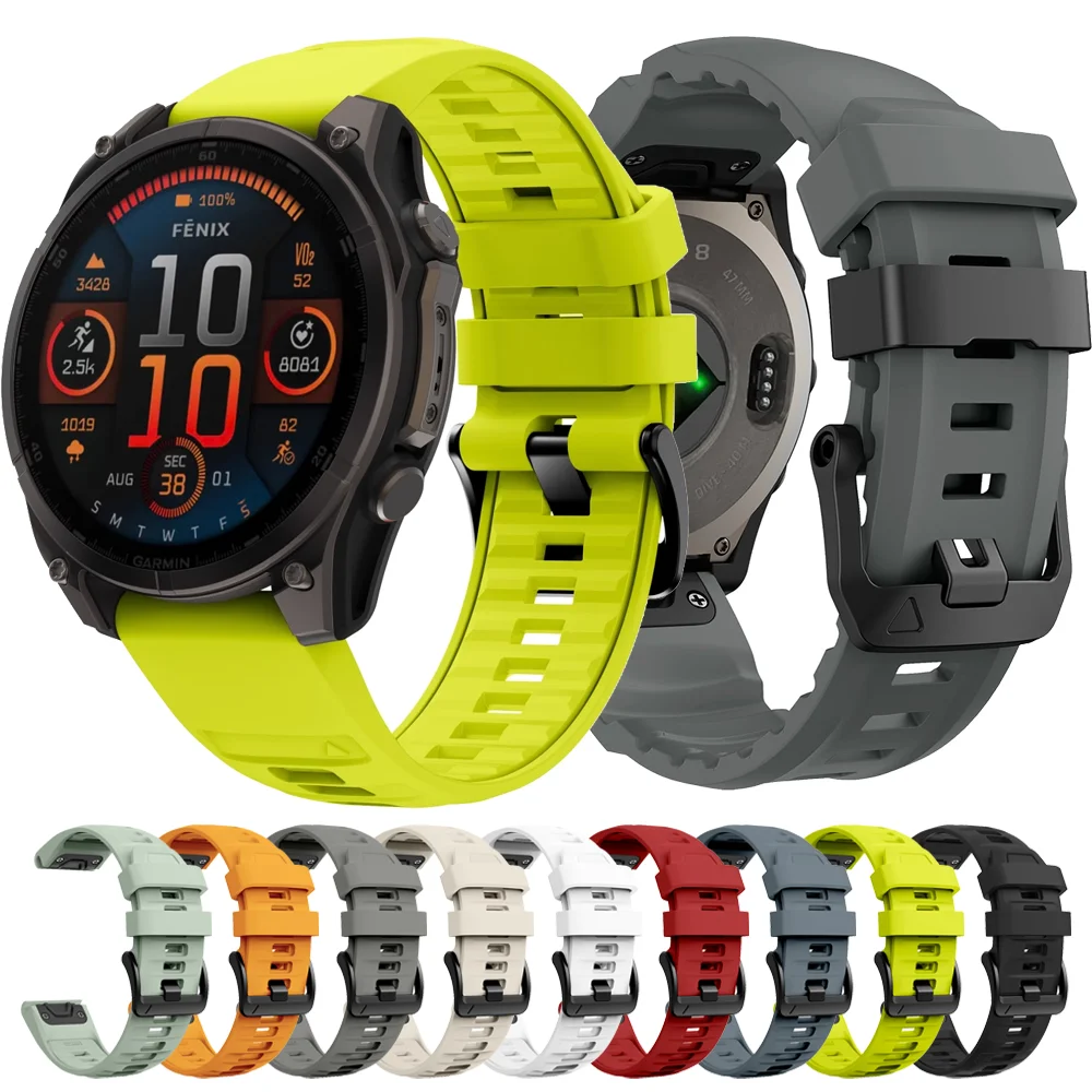 26 مللي متر 22 مللي متر سريعة تناسب حزام ل Garmin Fenix 8 7X 7 Pro Fenix 6X 6 5X 5Plus Tactix 7 سيليكون حزام سوار Fenix 8 الفرقة 47 مللي متر 51 مللي متر