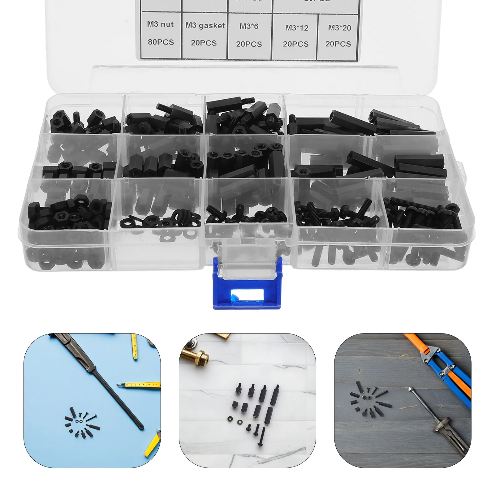 1Set Nylon Hex Spacer Standoff Screw Assortment Kit M3 Threaded Spacer for Electronic Repairs Short Circuit Protection Circuit