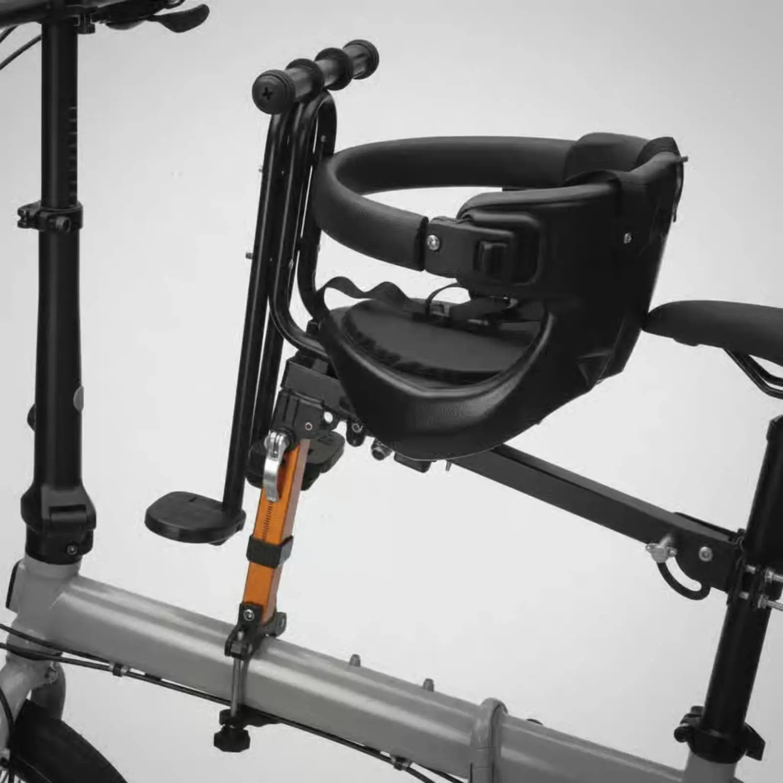 Children Bicycle Front Seat Stable Metal Frame with Guard Rail for Short Family Bike Trips