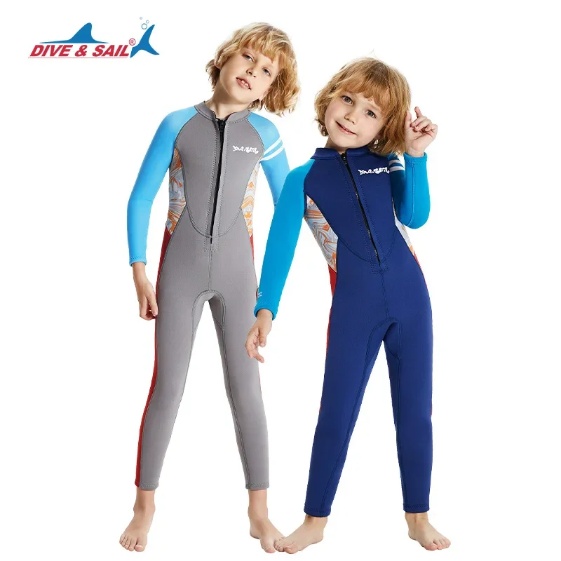 

Children's 2.5MM Neoprene Wetsuit Long Sleeves One Piece Thickened Winter Swimming Snorkeling Surfing Diving Suit Kids Swimsuit