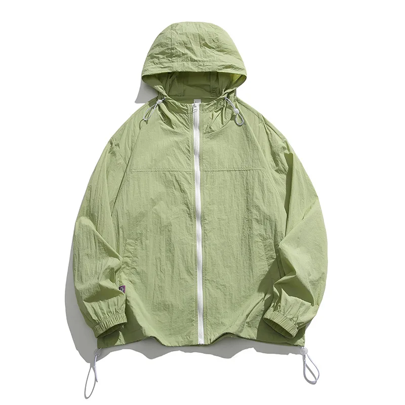 Summer UPF 50+ Long Sleeve Hooded Jacket Men Sweatshirt Zipper Sun Protection Quick Dry Breathable Windbreaker Casual Loose Coat