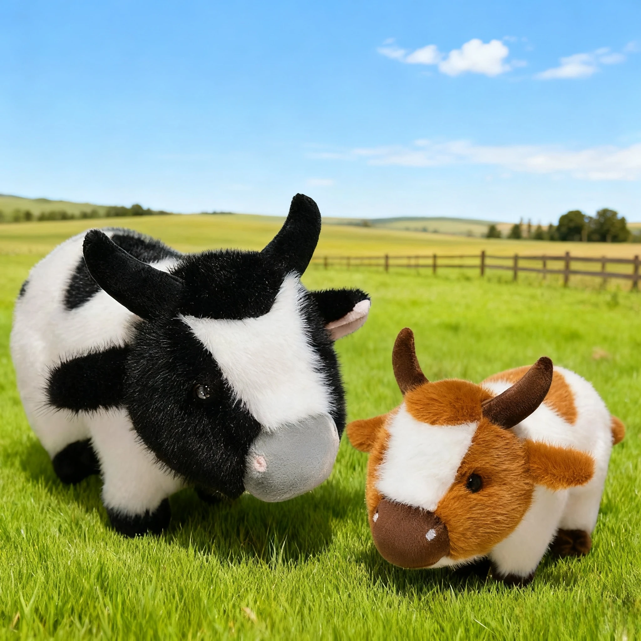 Peluche vaca de granja para niños - Muñeco acogedor y suave