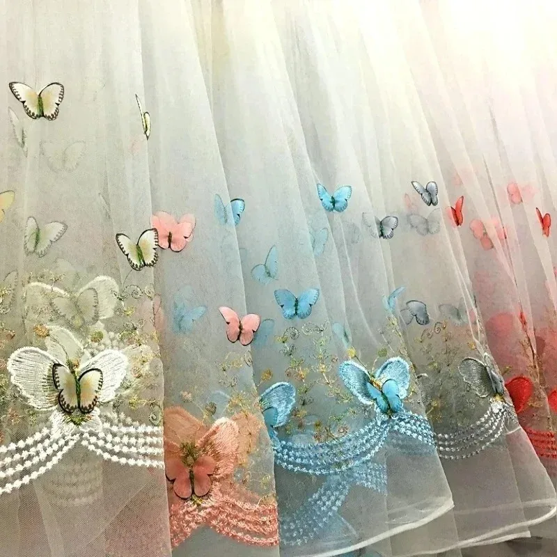 New High Quality Bilateral Positioning Embroidered Lace Mesh Fabric, 3D Butterfly Flower Skirt, Children's Clothing Accessories