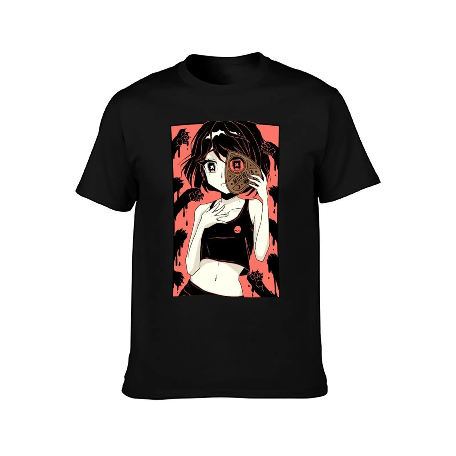 Meowija Manga Cats - Kawaii Krypt T-Shirt, Summer Casual Cotton Tee, Oversized Streetwear Tops, Vintage Graphic Print