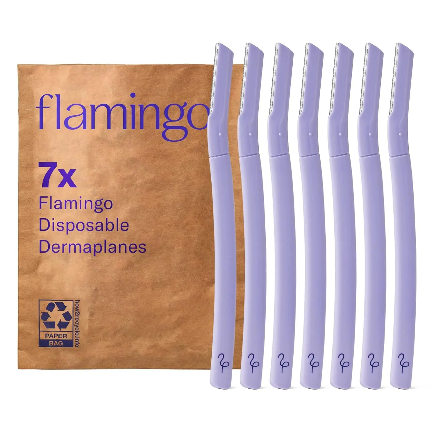 Maquinilla de Afeitar Flamingo Dermaplane para Mujer - Maquinillas Desechables para el Rostro con Cuchilla de Precisión y Mango Curvo, Paquete de 7