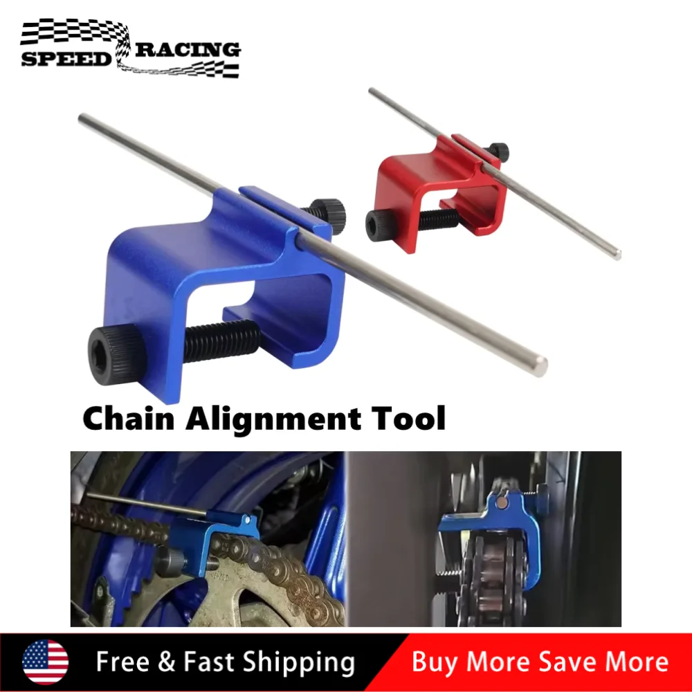 أداة محاذاة سلسلة الألومنيوم المتينة مناسبة أداة محاذاة سريعة ودقيقة للدراجة ضرس الرياضة الترابية دراجة أزرق أحمر MP-1187