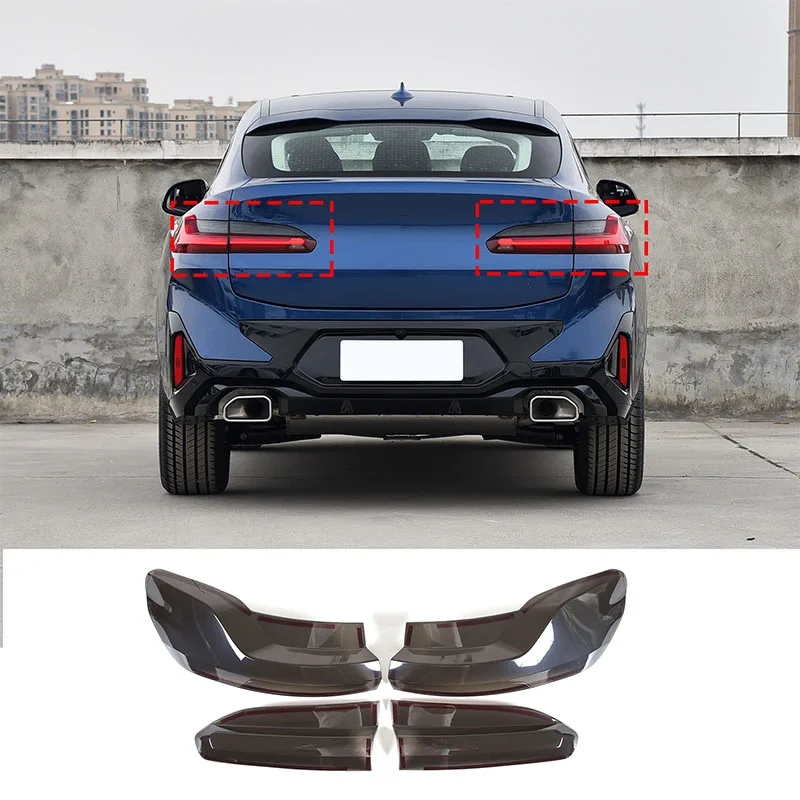 

Smoked Black Car Rear Tail Light Decoration Cover Taillight Trim Garnish Shell Lamp Hoods For BMW X4 G02 2019-2024 Accessories