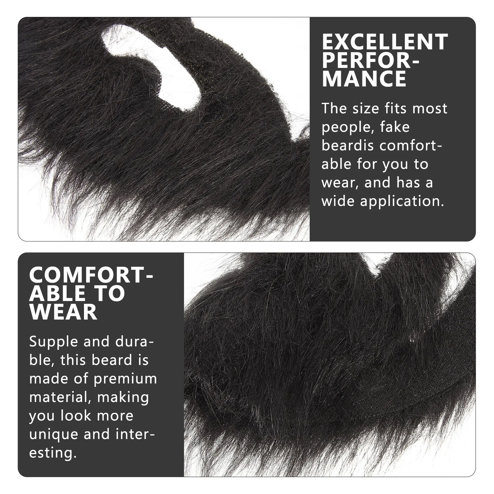 2Pcs Fake Beard Premium Lint Cosplay Beard Prop for Stage Costume Party Supply Fake Mustache Movie Props Party Supply