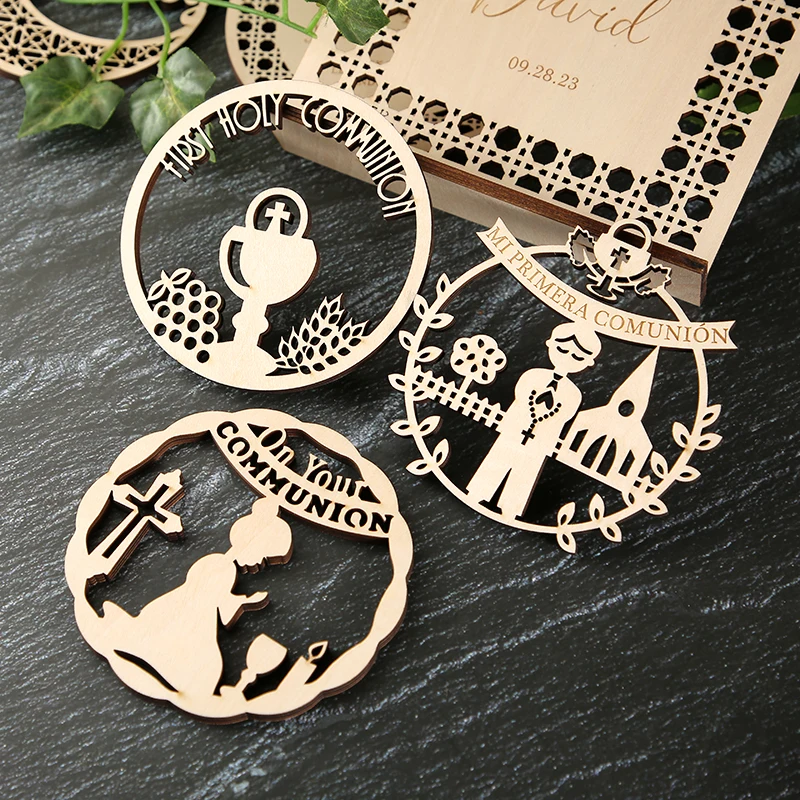 Decoración de adorno de Mi Primera Comunión, regalos de Comunión de bautismo, niña y niño, tarjetas de lugar de Comunión, paz