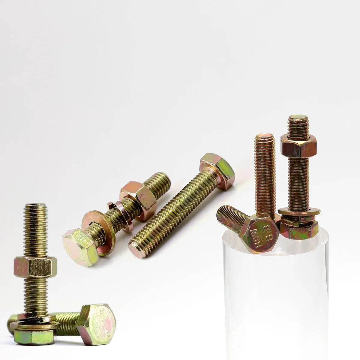 236pcs- color-plated galvanized hex bolts, nuts, and washers | M6/M8/M10 metric size | Includes flat washers/spring washers |