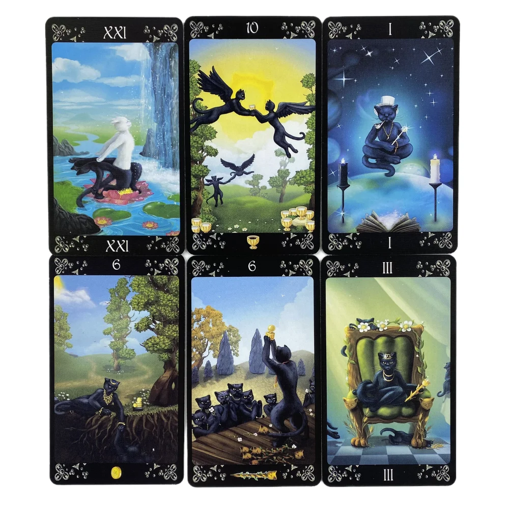 Cartas de Tarot de gatos negros A 78, oráculo, visión en inglés, edición de adivinación, juegos de Borad