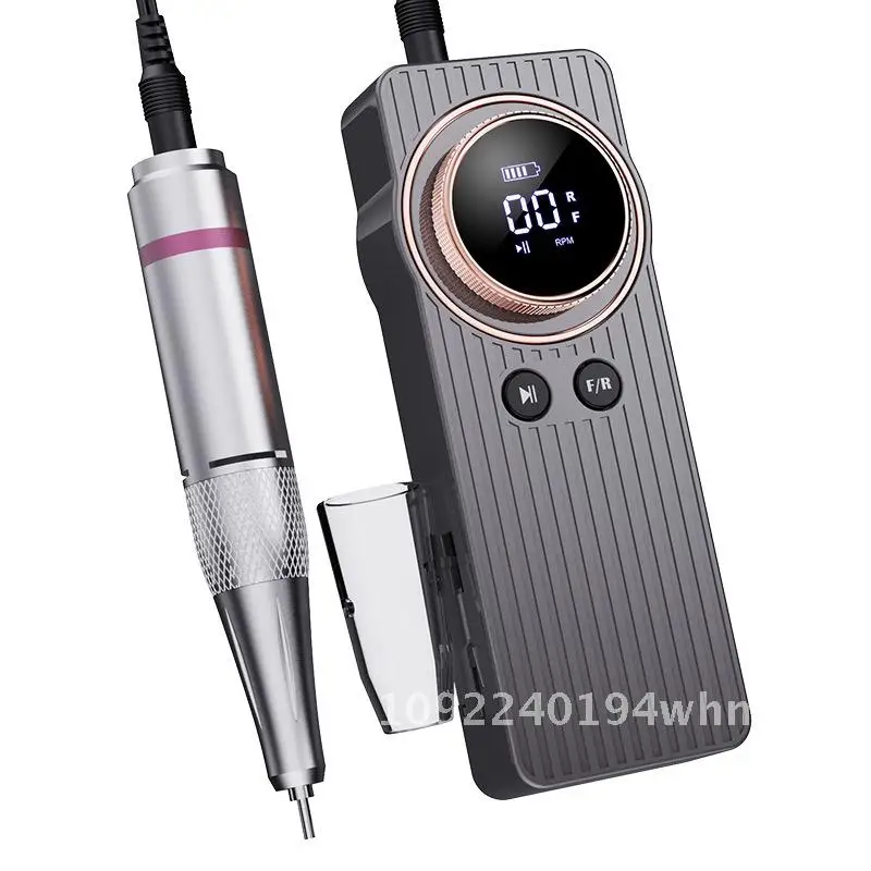 Hoge snelheid draagbare nagellakmachine 35000 RPM oplaadbaar polijstgereedschap voor manicure zwart / zilver