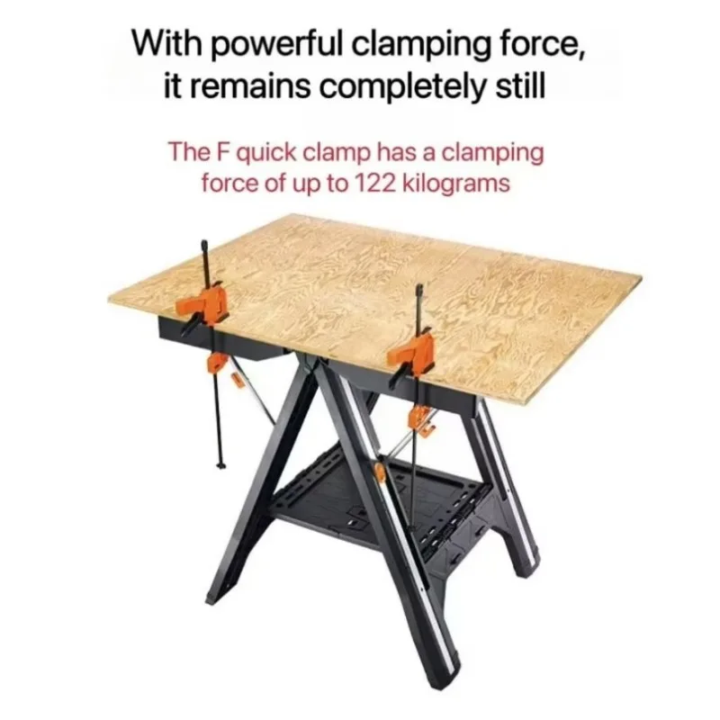 DIY Multi-functional Woodworking Benches Cut Saw Portable Carpentry Workbench Foldable Work Table Mobile Woodworking Table