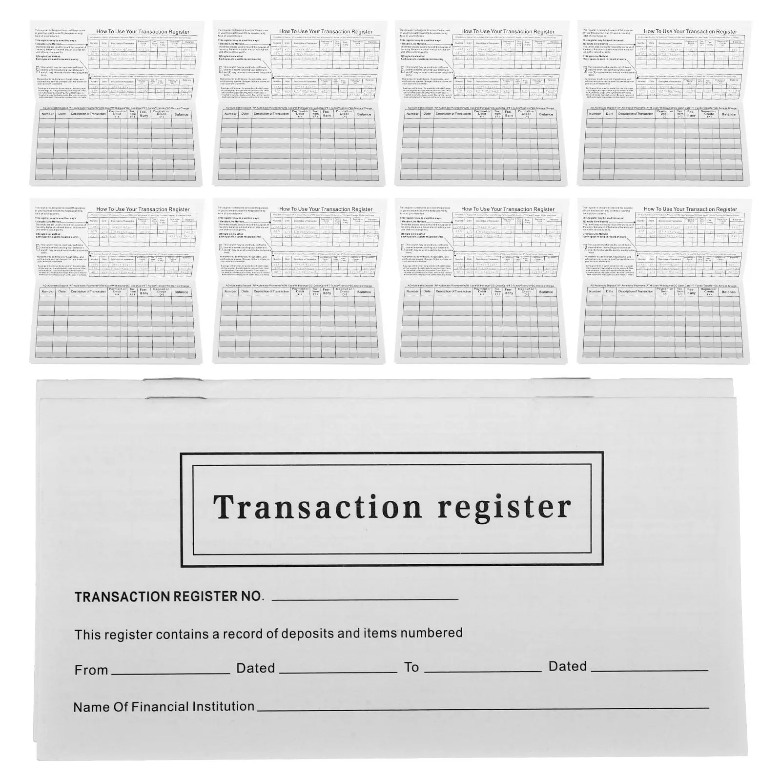 10冊のチェックレジスターブック、効率的な小切手帳オーガナイザー、ポータブル小切手管理ジャーナル、個人財務ノート、経費管理帳