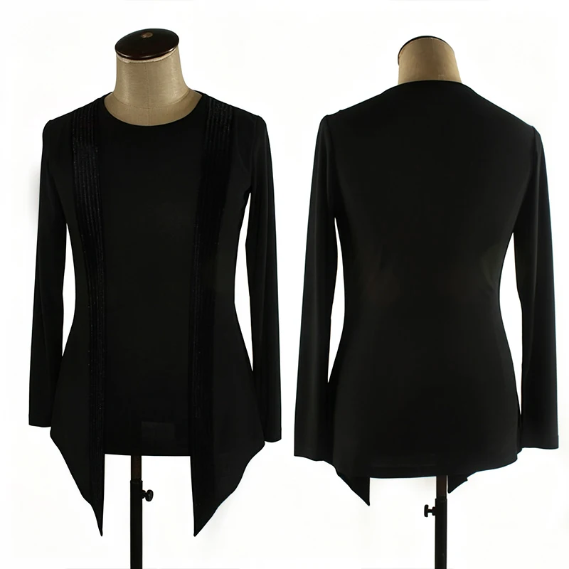 Latin Dance Top For Man Black Performance Stage Clothes Ballroom Chacha Dancing Clothes Male Latin Dance Training Top VDL5811