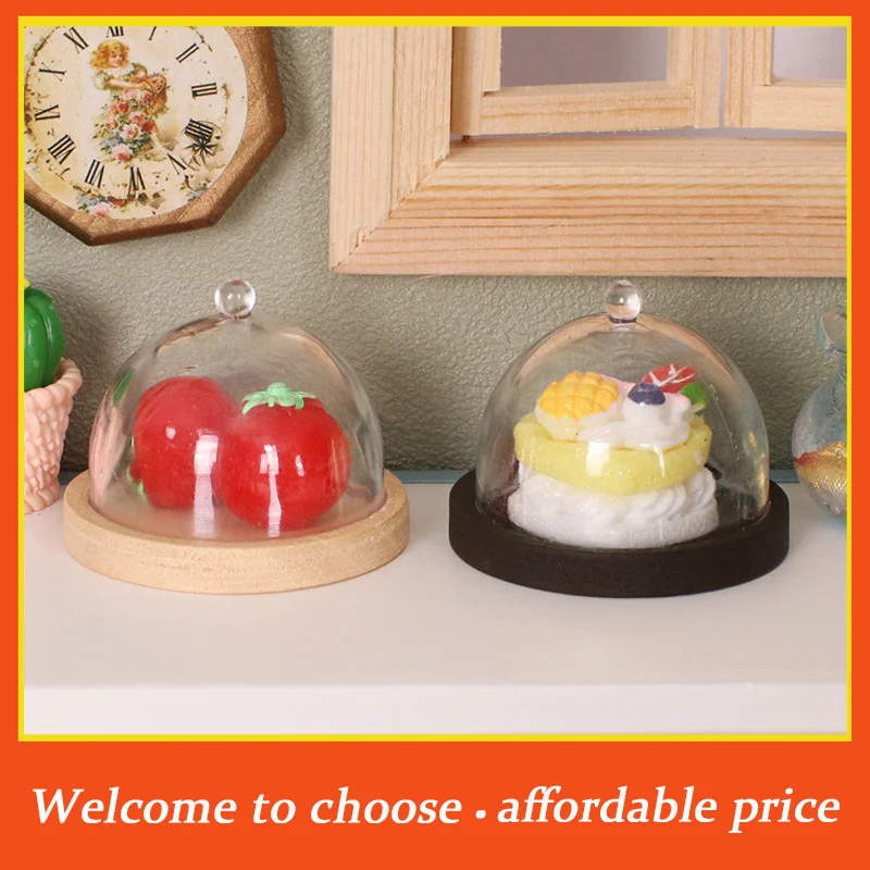 

*1pc Kitchen Decor Toy Doll House Accessories 1:12Dollhouse Mini Transparent High Tray Dessert Plate W/Cover Cake Fruit Tray