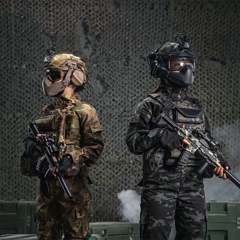 Children's Tactical Camouflage Suits Boys' Girls' Special Forces Long-Sleeved Full-Suit Clothing for CS Cosplay Hunting Shooting image 3