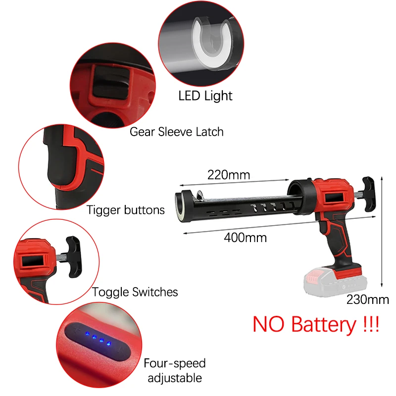 Wireless Electric Caulking Gun 18V Glass Glue Seam Filling Gun Electric Sewing Glue Tool for Kitchen Bathroom Doors and Windows