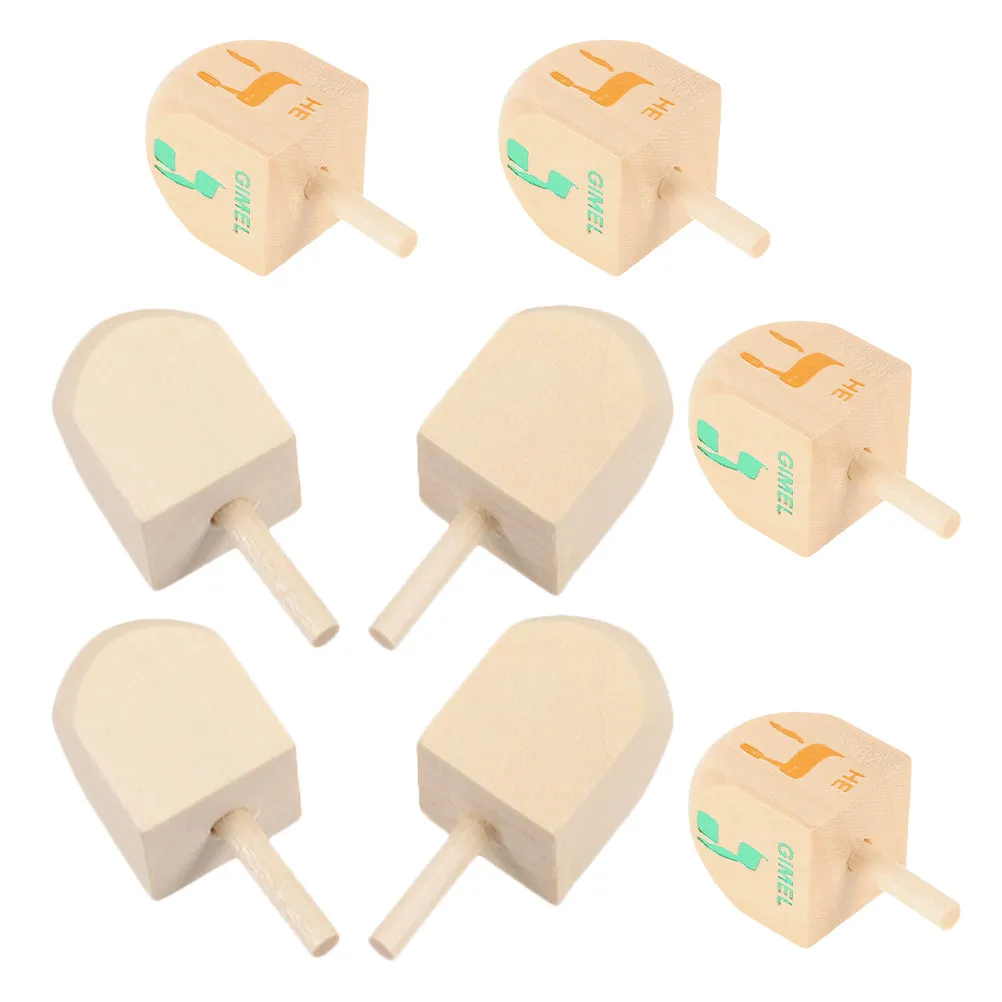8Pcs Toys For Kids Party Favors Toddler Learning Toys Wood Hanukkah Dreidel Set Children Cognitive