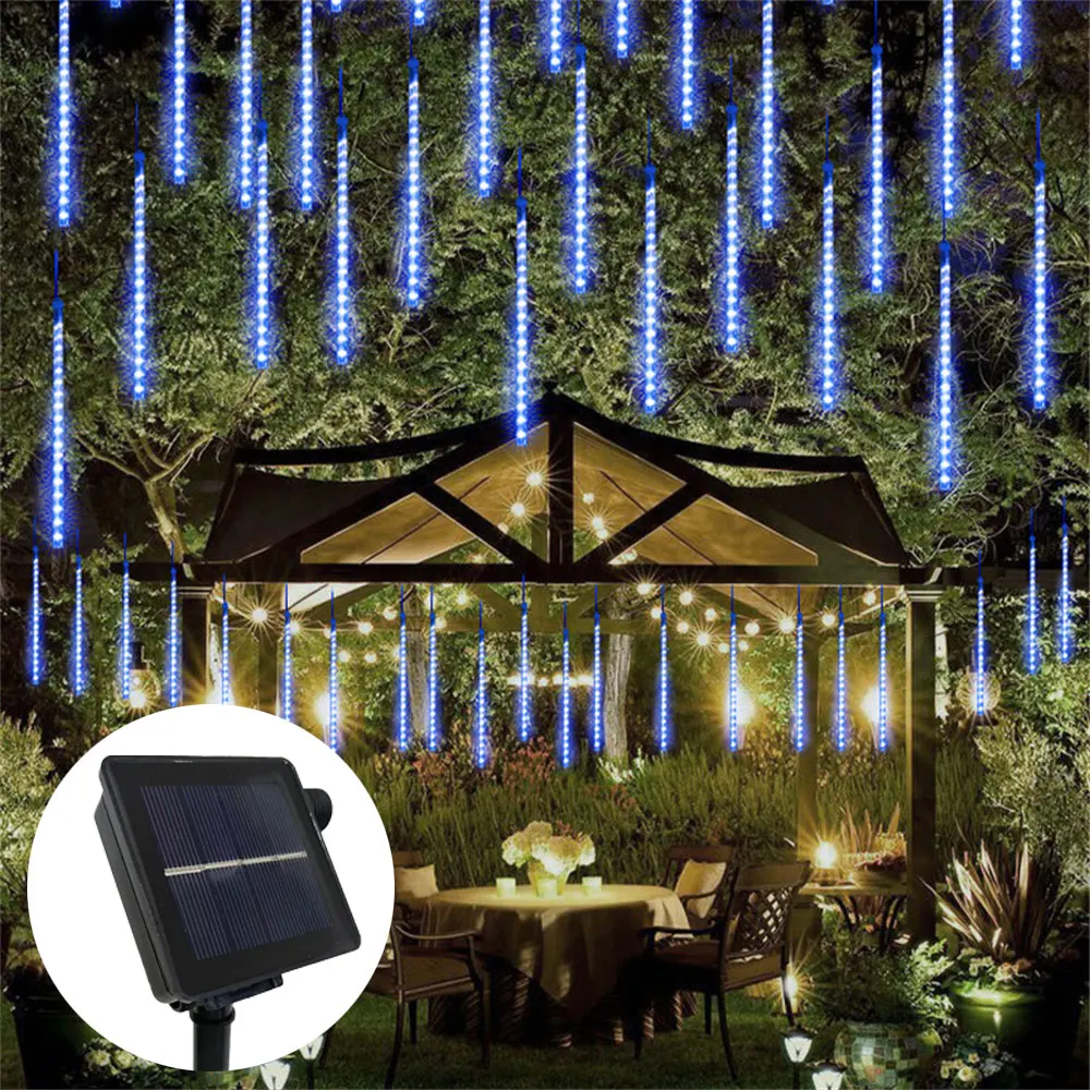 30/50 سنتيمتر 8 أنابيب الشمسية LED النيزك دش عطلة سلسلة ضوء مقاوم للماء حديقة عيد الميلاد الديكور في الهواء الطلق النيزك المطر أضواء