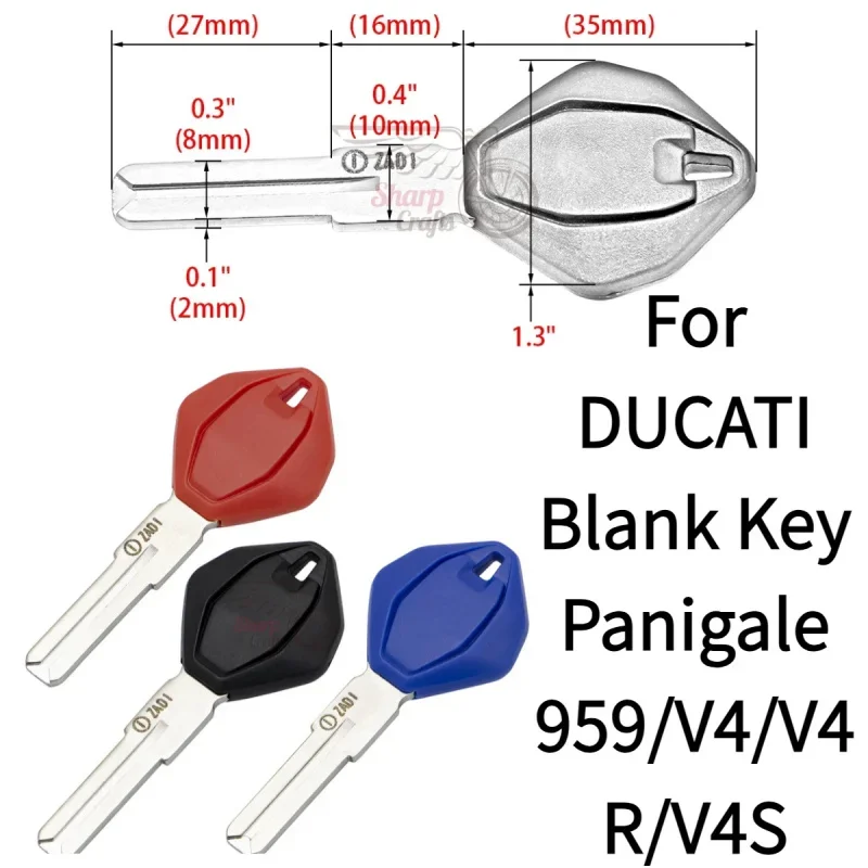 12pcs For DUCATI Blank Key Panigale 959/V4/V4R/V4S Motorcycle Whit Black/Red/Blue Uncut Blade Keys