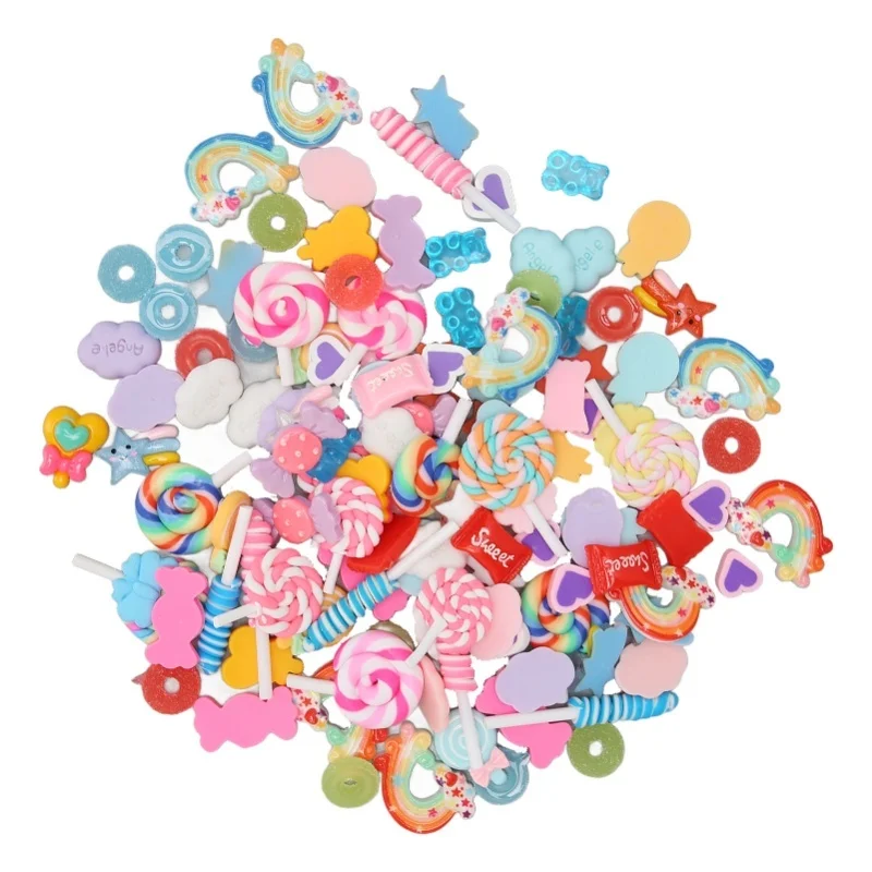 120Pcs Slime Charm Candy Design Plastic Cartoon Charm DIY Accessory For Crafting