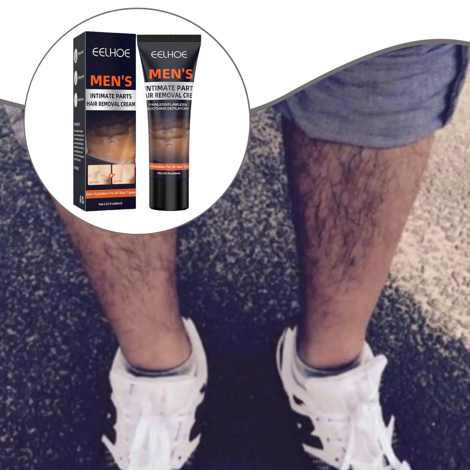 

60ml Men's Hair Removal Cream for Body Chest 5-8 Min Results Gentle