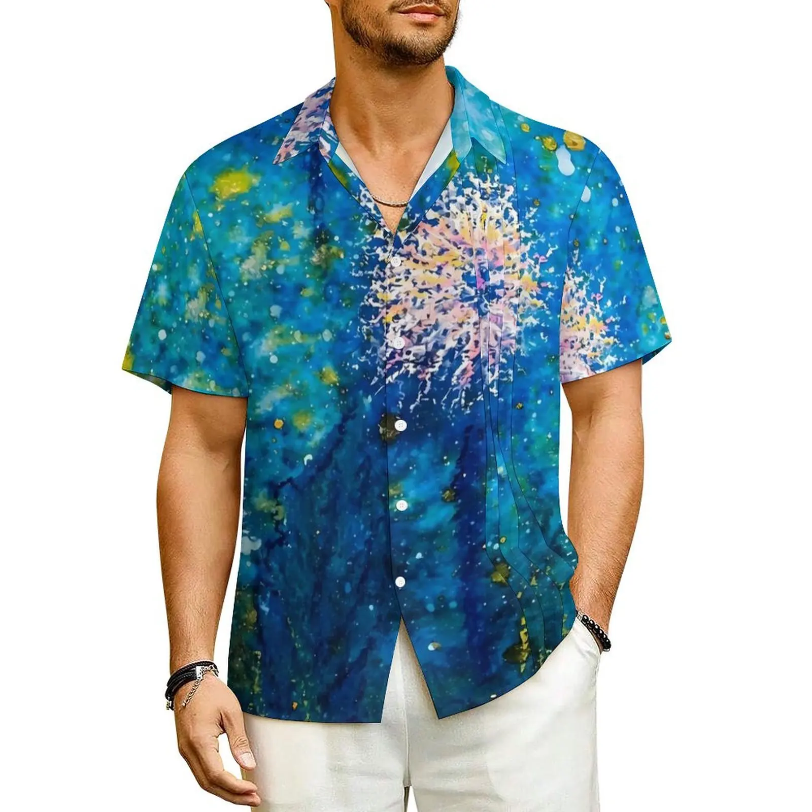 

Dandelion Field Casual Shirt Abstract Print Vintage Hawaiian Shirts Men Short Sleeve Beach Y2K Street Printed Oversized Blouses