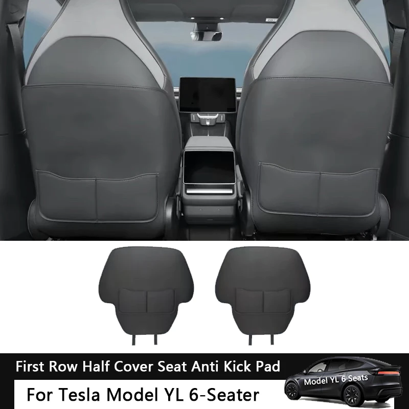 Autositz-Rückenschutz gegen Tritte für Tesla Model YL 6-Sitzer, Leder-Vollschutz gegen Kratzer, Auto-Zubehör – Detail 12