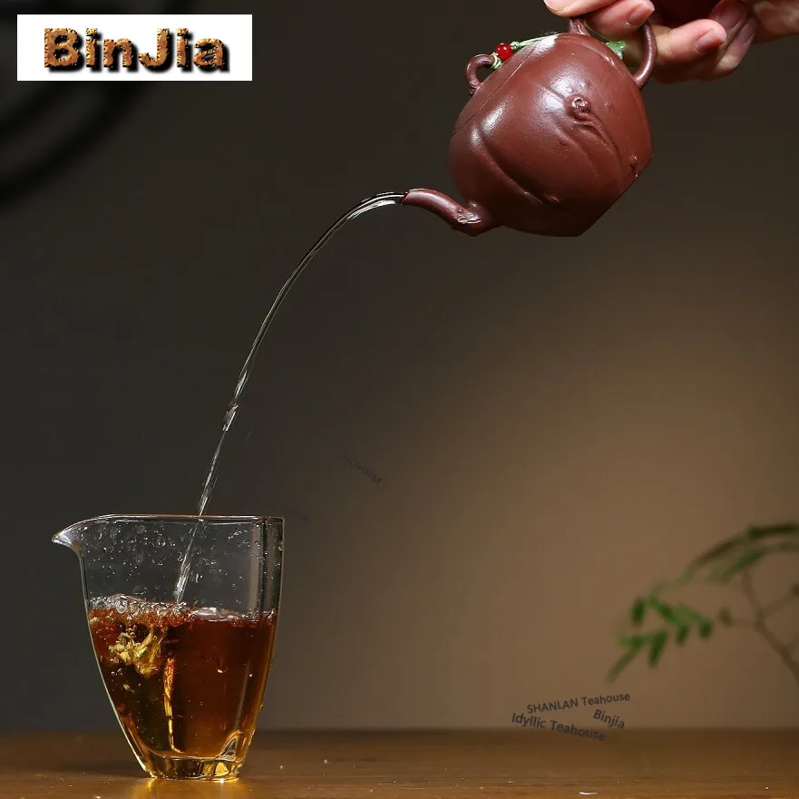 200ml Elegant Yixing Purple Clay Teapots Handmade Beauty Shoulder Pot Raw Ore Purple Mud Kettle Zisha Tea Set Teaware Decoration