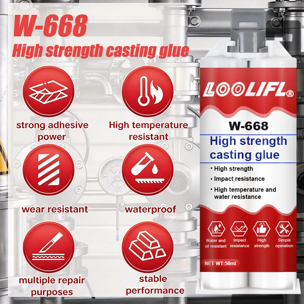 W-668  Heavy Duty Casting Glue Stronger Than Welding High Strength Impact Waterproof  High Temp Resistant  Metal Repair Adhesive