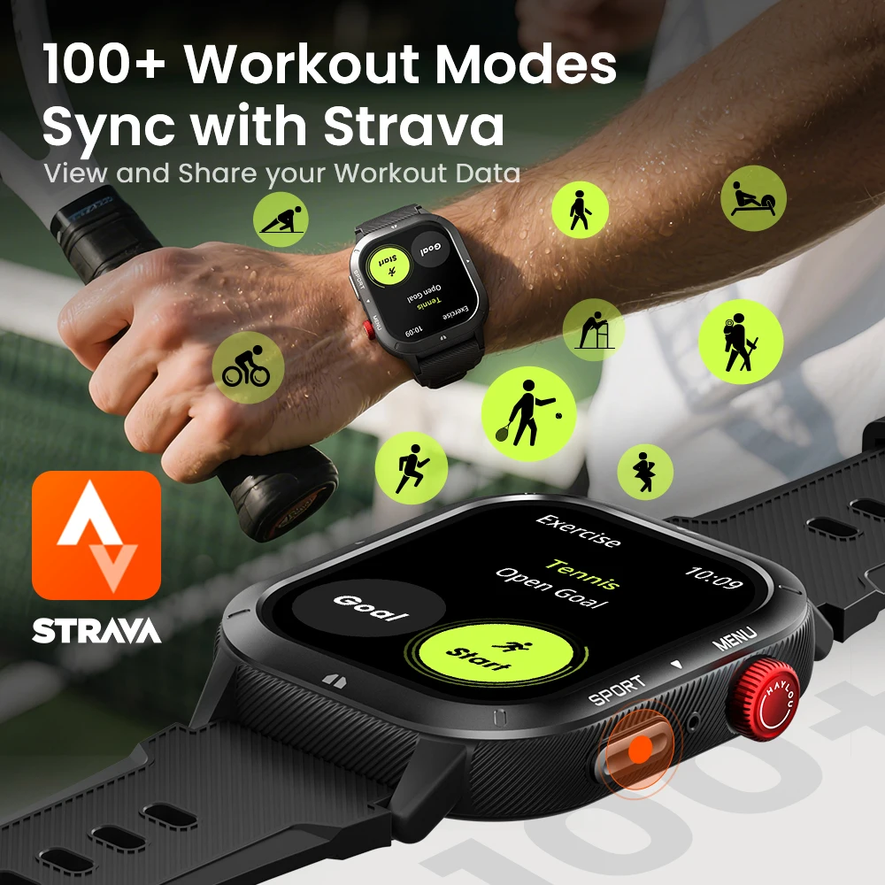 HAYLOU IRON NEO Smartwatch 1.95 ''HD عرض 3ATM مقاوم للماء بلوتوث دعوة 30 يومًا عمر البطارية الرياضة ساعة ذكية للخارجية