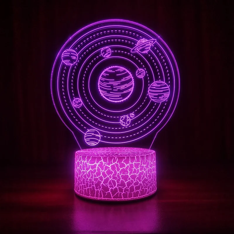 Nighdn Nine Planets 3D Nightlight Colorful Gradual Change Touch Remote Control Table Lamp Creative Gift Lamp Bedroom Decoration