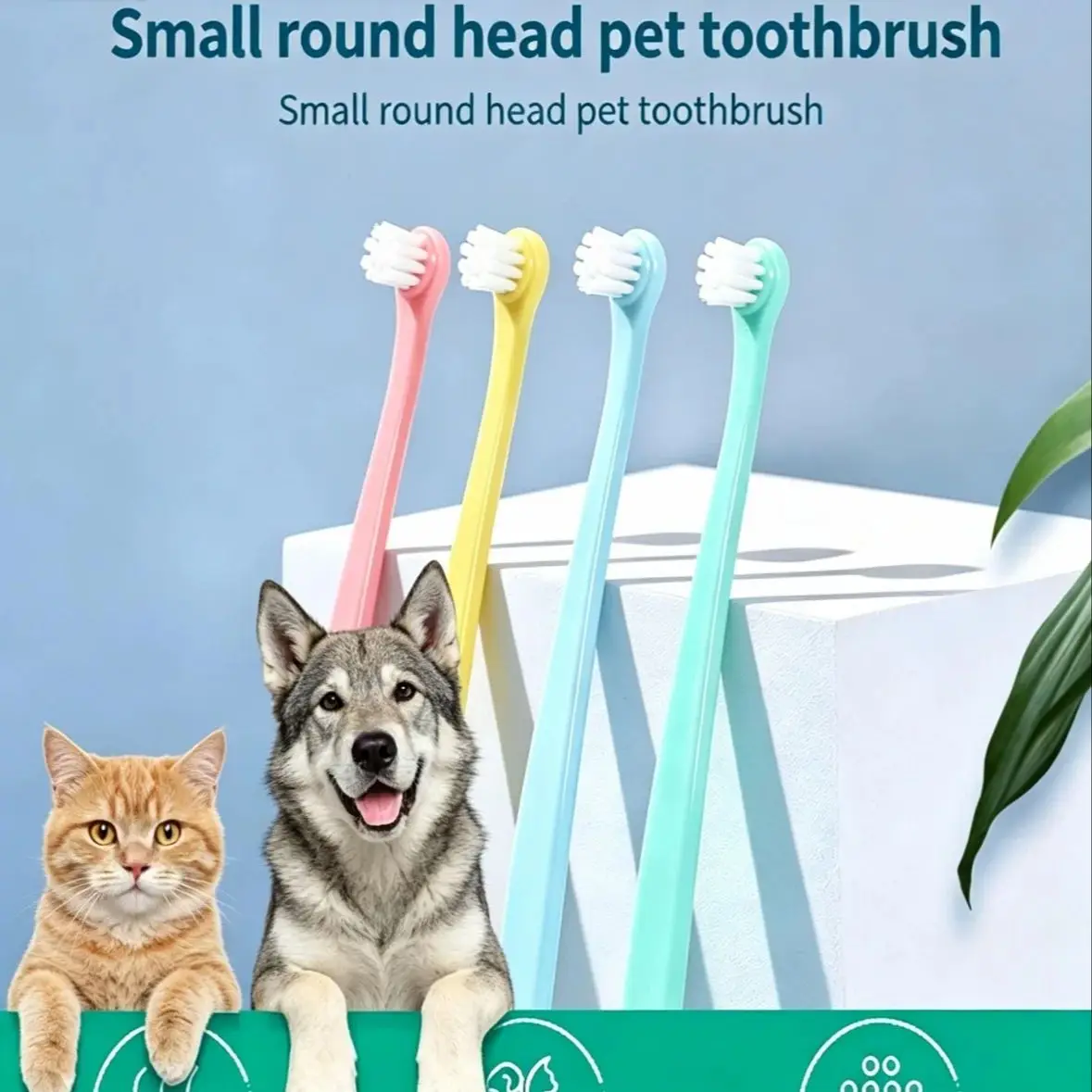 Small Head Pet Toothbrush – Teeth Cleaning for Dogs & Cats, Oral Care Tool, Pet Grooming Supplies for Teddy, Bichon, Shiba,